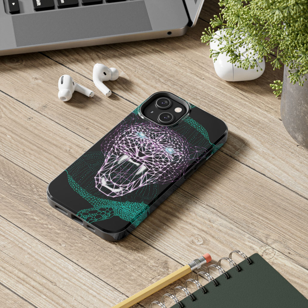 Phone Case - Fierce Panther Neon Polygon Design, Tough Phone Cases for Adventurers, Unique Smartphone Protector, Gift for Tech Lovers, Stylish Cell Phone [...]