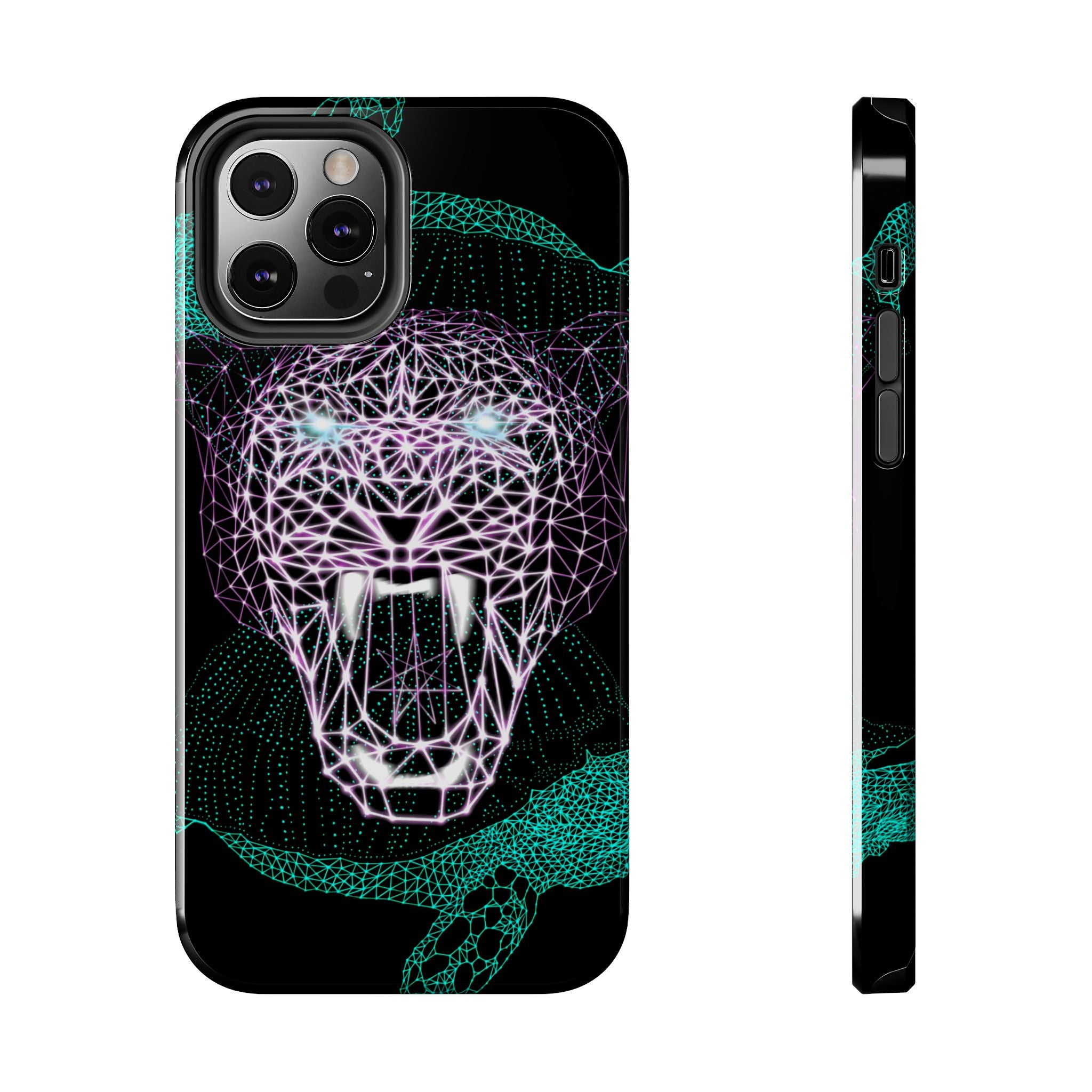 Phone Case - Fierce Panther Neon Polygon Design, Tough Phone Cases for Adventurers, Unique Smartphone Protector, Gift for Tech Lovers, Stylish Cell Phone [...]