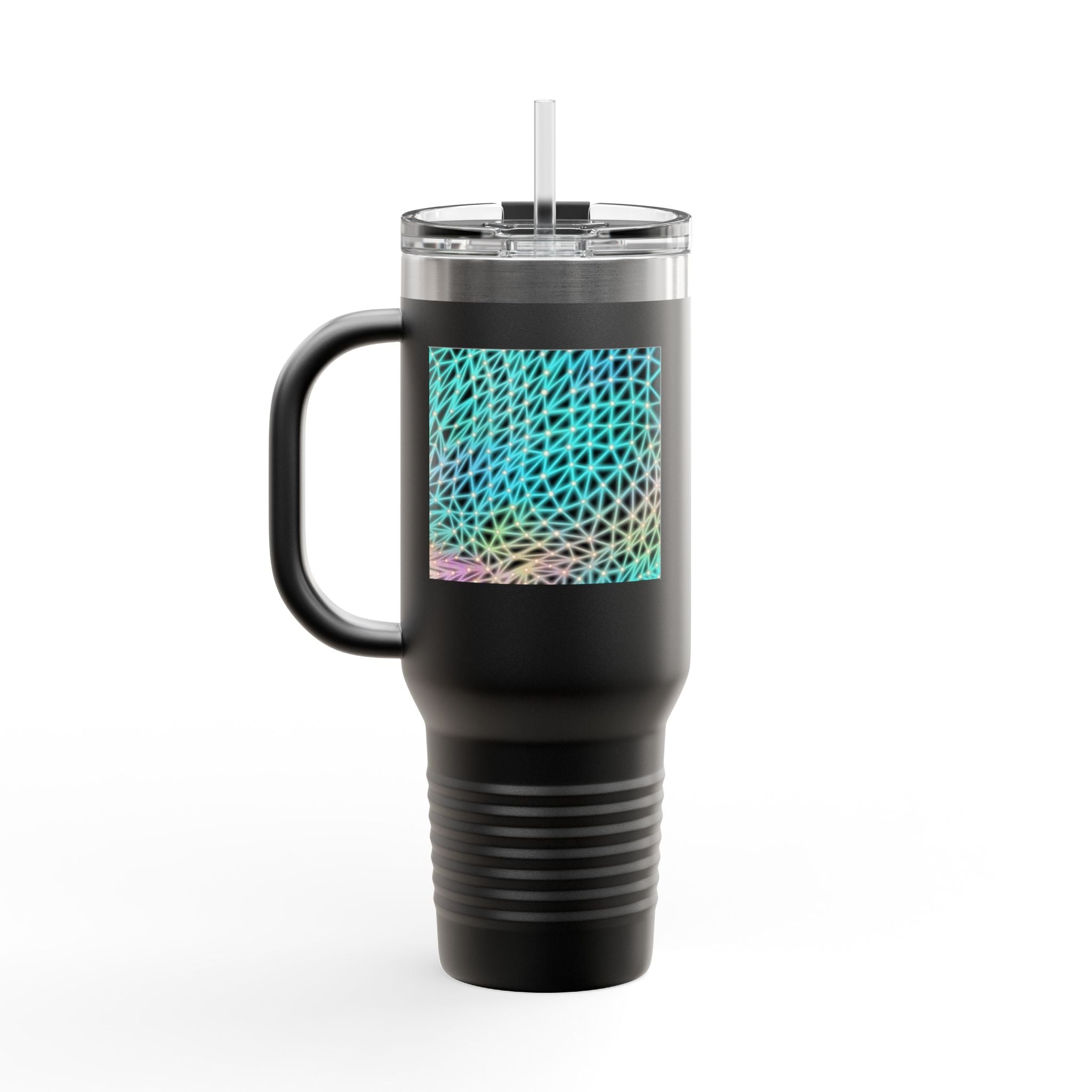 Compact Insulated Travel Mug - Ain't Nothing Neon Polygon Design, Perfect for on-the-go coffee lovers, Durable tumbler, Outdoor adventures, Birthday [...]