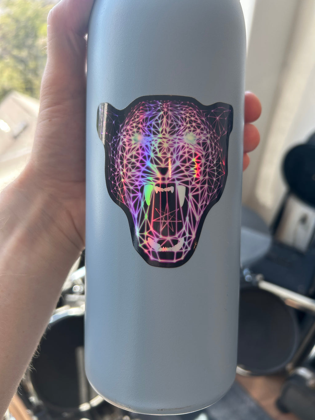 Holographic Sticker/Decal - Neon Geometric Laser Panther