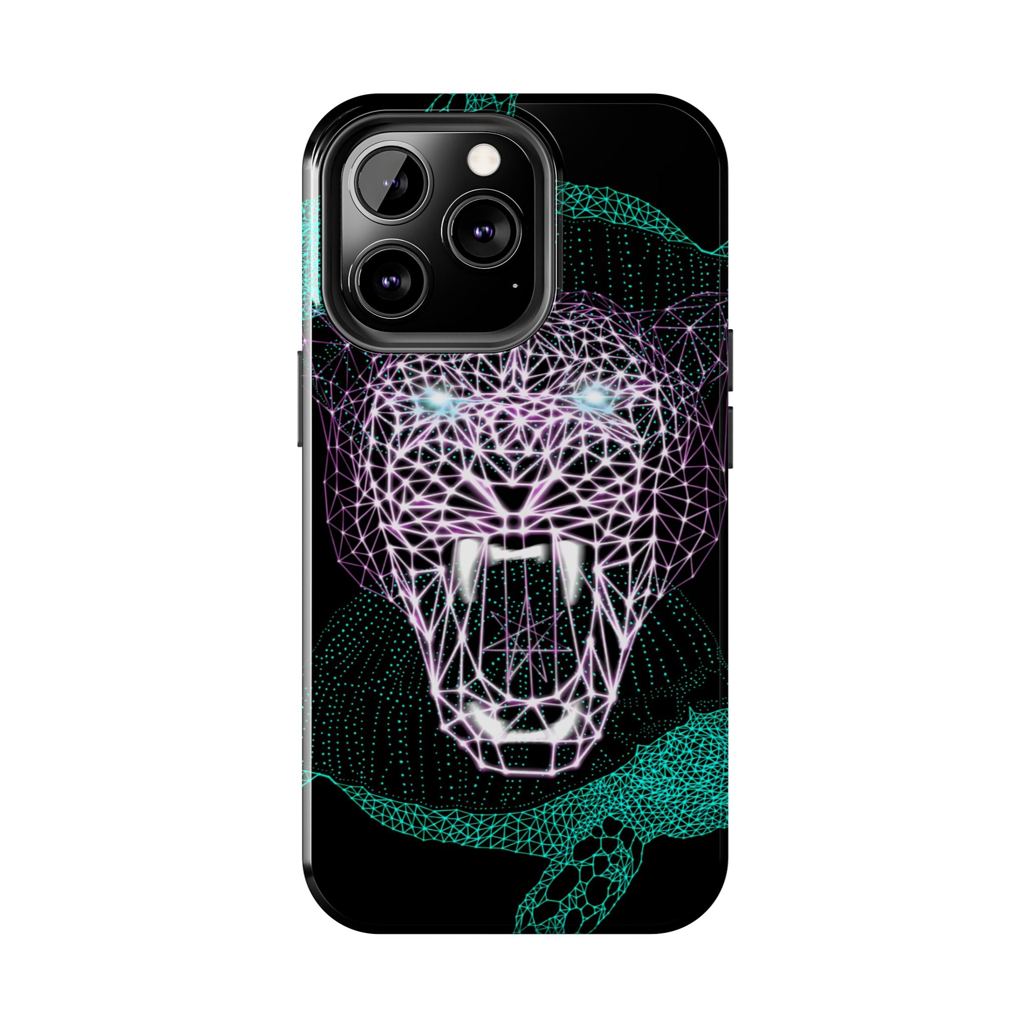 Phone Case - Fierce Panther Neon Polygon Design, Tough Phone Cases for Adventurers, Unique Smartphone Protector, Gift for Tech Lovers, Stylish Cell Phone [...]