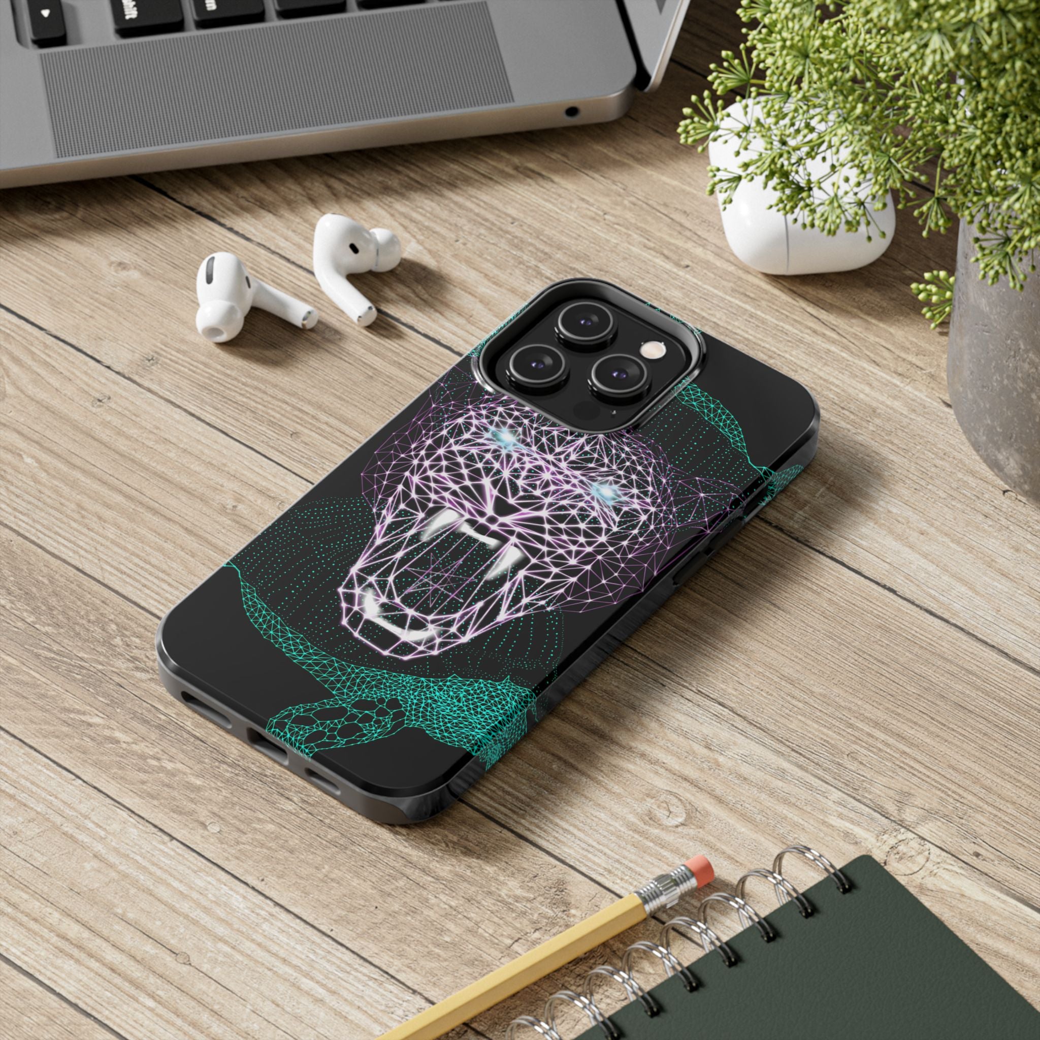 Phone Case - Fierce Panther Neon Polygon Design, Tough Phone Cases for Adventurers, Unique Smartphone Protector, Gift for Tech Lovers, Stylish Cell Phone [...]