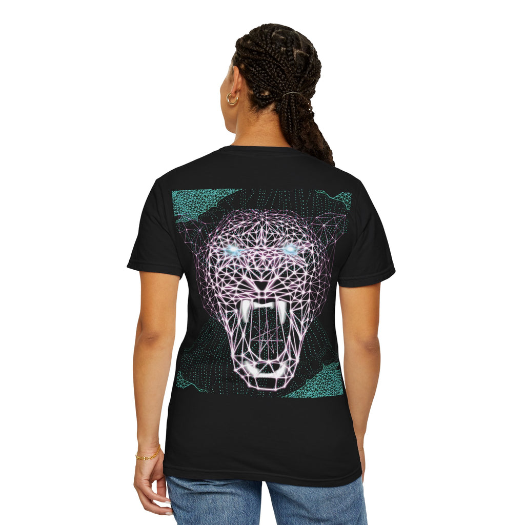 Unisex T-Shirt - Fierce Neon Polygon Design, Graphic Tee, Casual Wear, Gift for Cat Lovers, Animal Lovers Apparel, Unique Streetwear