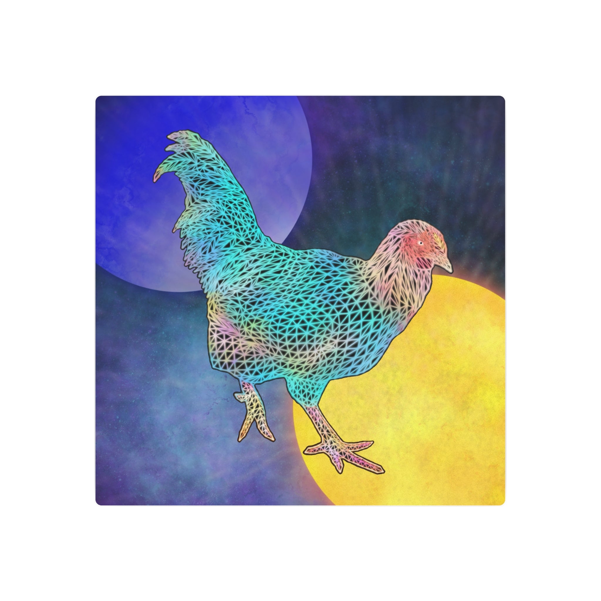 Metal Art Sign - Space Rooster Neon Polygon Design, Wall Decor, Unique Home Decoration, Gift for Animal Lovers, Office Art, Birthday Gift, Nature Wall Art