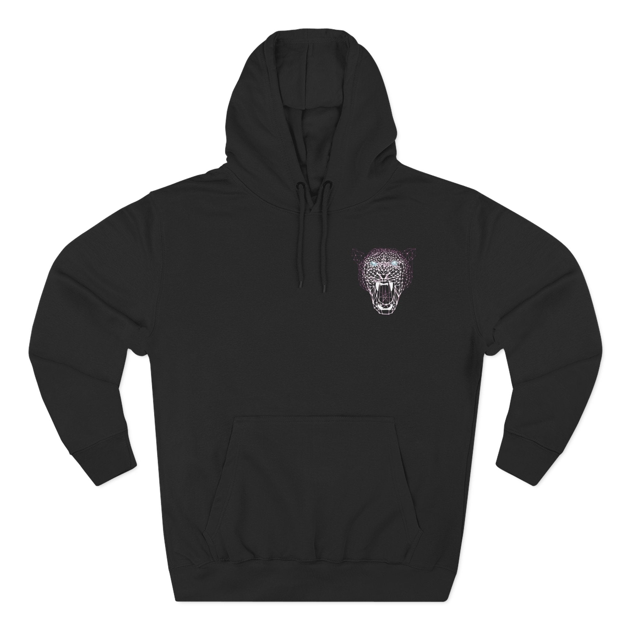 Roaring Geometric Panther Hoodie — Futuristic Wireframe Cat Graphic
