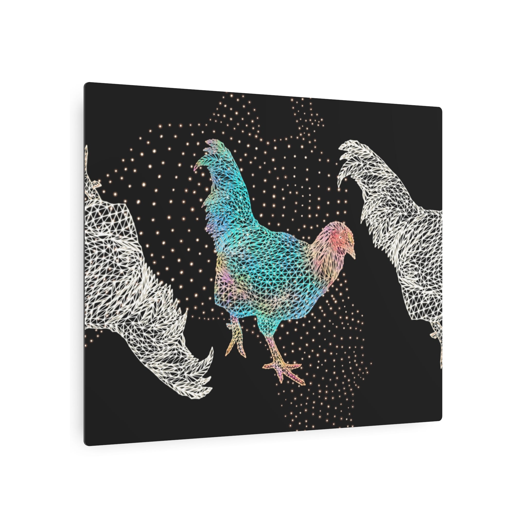 Metal Art Sign - Fancy Rooster Neon Polygon Design, Wall Decor, Unique Home Decoration, Gift for Animal Lovers, Office Art, Birthday Gift, Nature Wall Art