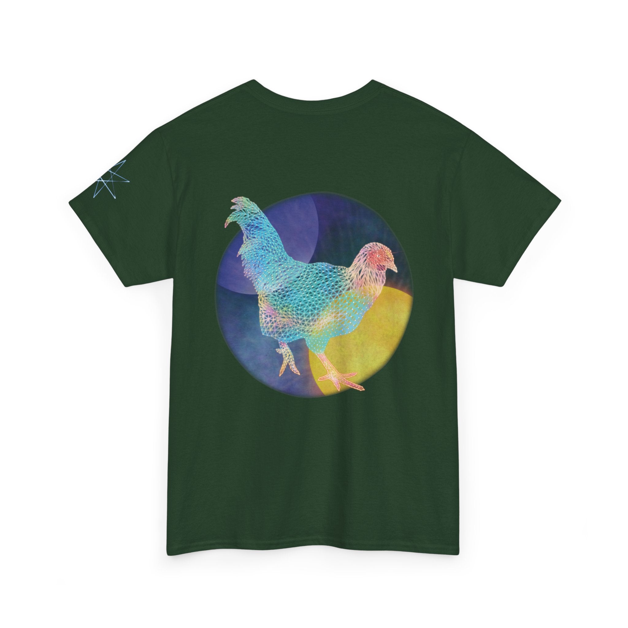 Unisex T-Shirt - Space Rooster Neon Polygon Design - Casual Wear, Gift for Reptile Lovers, Animal Lovers Apparel, Unique Streetwear