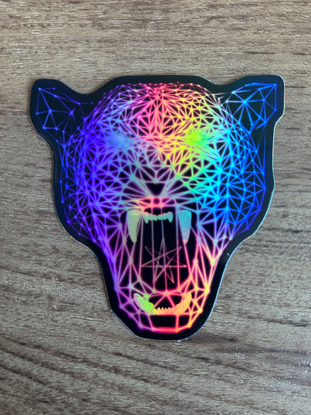 Holographic Sticker/Decal - Neon Geometric Laser Panther