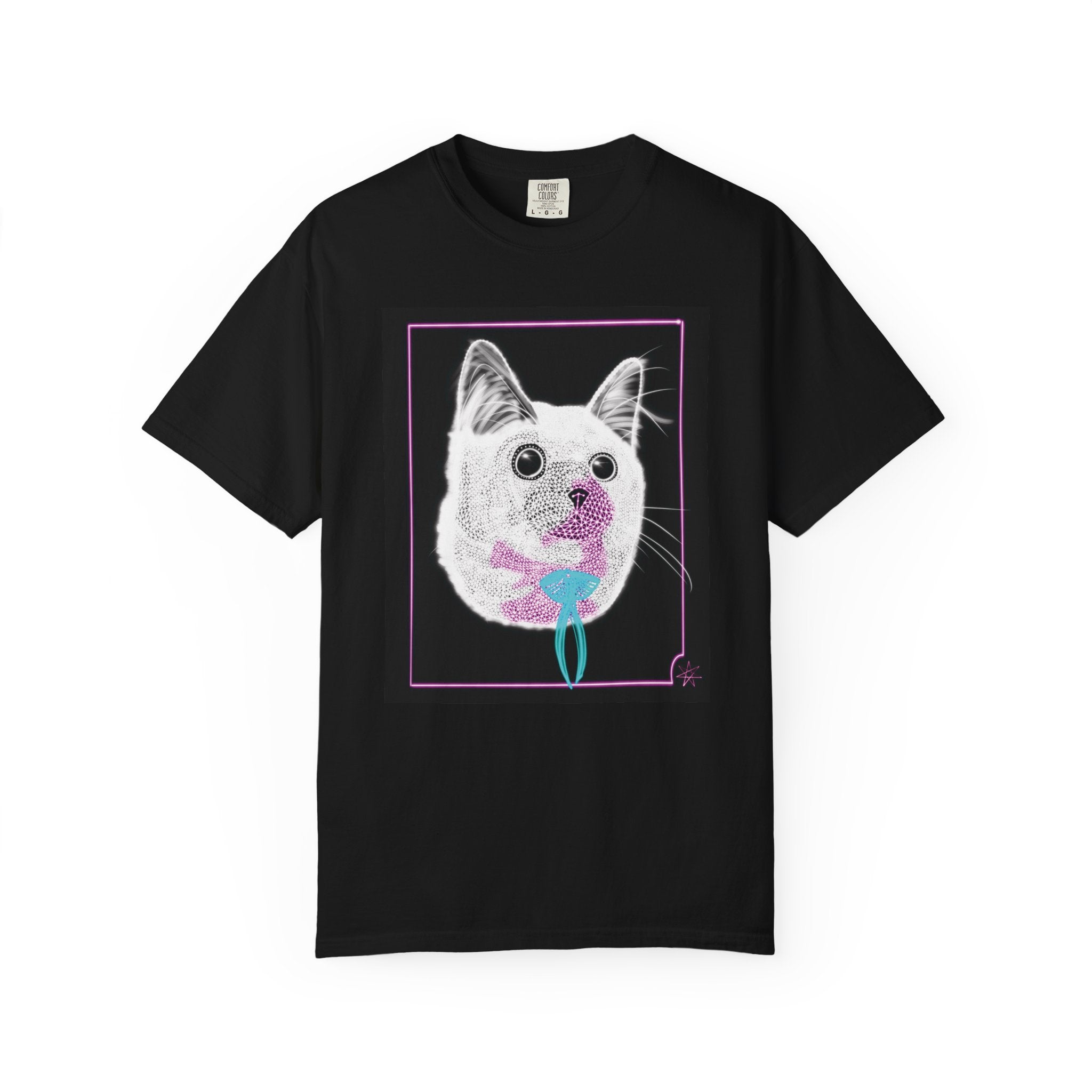 Unisex T-Shirt - Princess Kitty Peach Neon Polygon Design, Graphic Tee, Casual Wear, Gift for Space Tortoise Lovers, Animal Lovers Apparel, Unique Streetwear