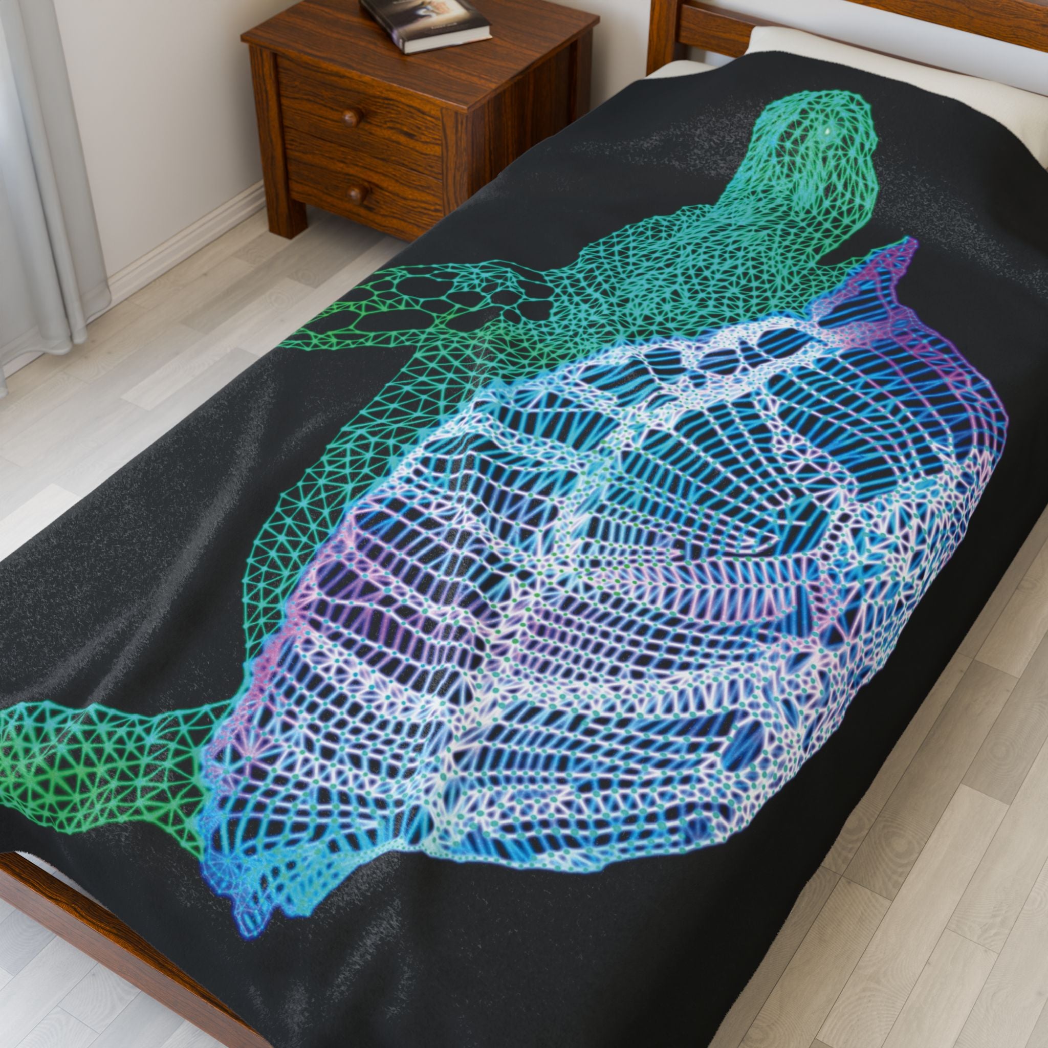 Plush Blanket - Straight Up Charlie Neon Polygon Design, Soft Throw for Home Decor, Cozy Gift, Warm Blanket, Cyberpunk Style