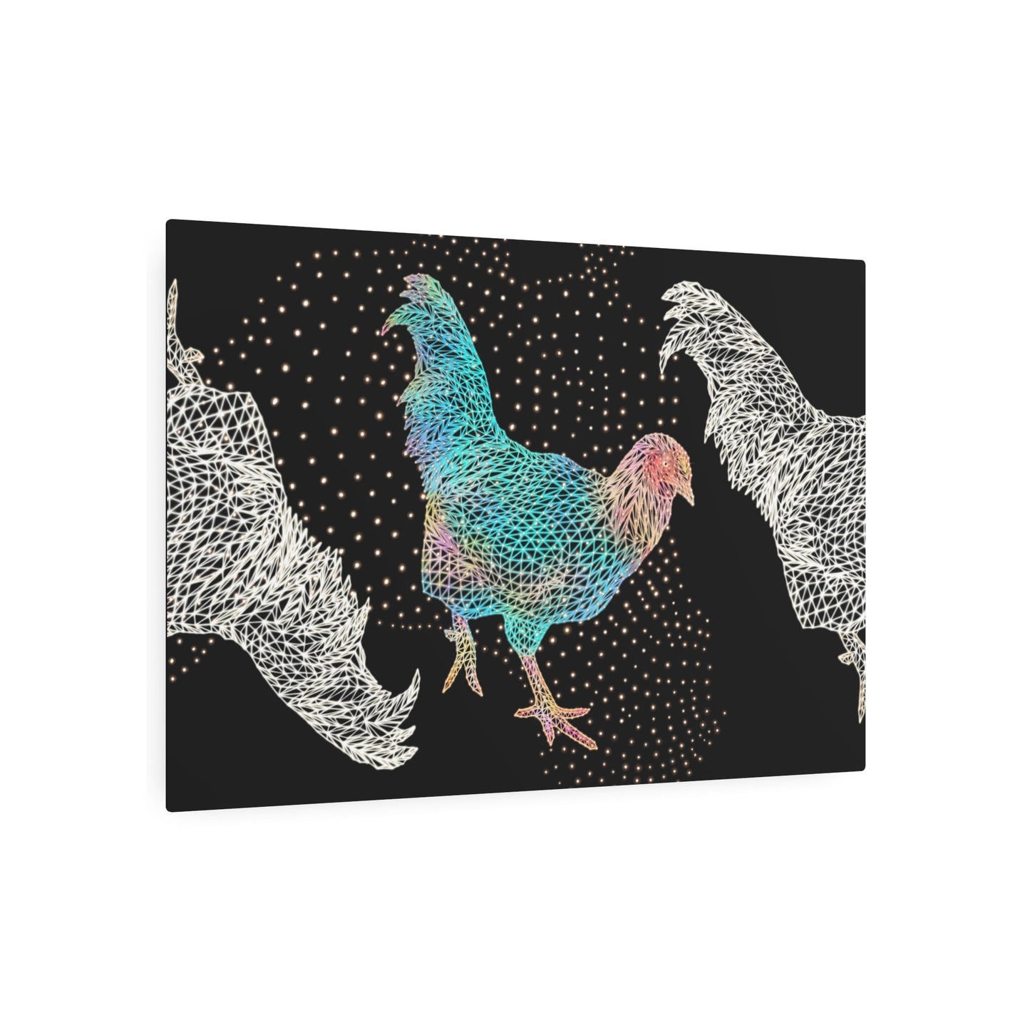 Metal Art Sign - Fancy Rooster Neon Polygon Design, Wall Decor, Unique Home Decoration, Gift for Animal Lovers, Office Art, Birthday Gift, Nature Wall Art