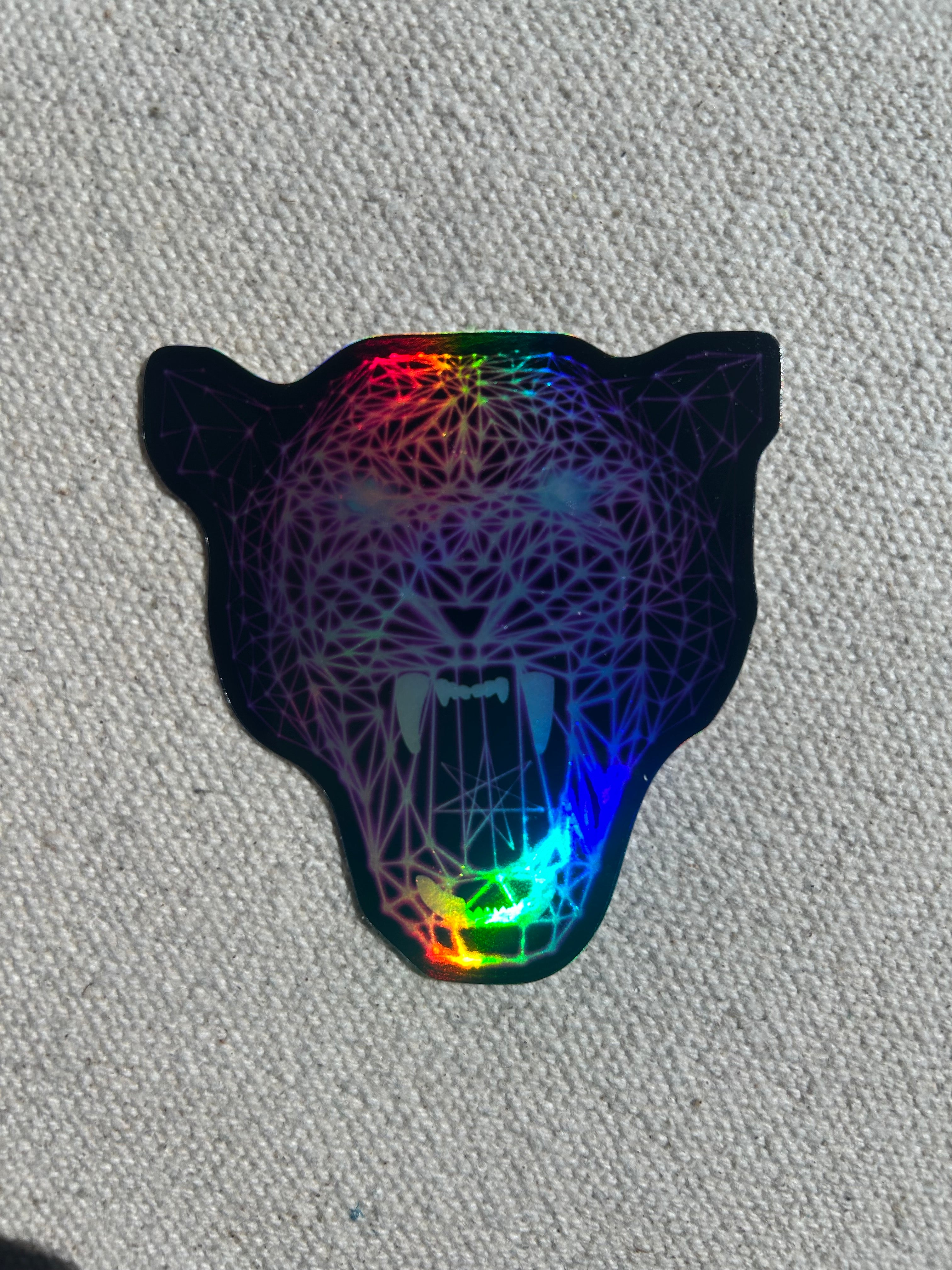 Holographic Sticker/Decal - Neon Geometric Laser Panther